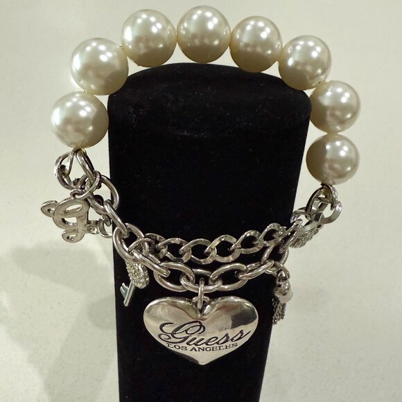 Guess Jewelry - GUESS Los Angeles Faux Pearl Charm Bracelet
